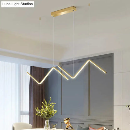 Modern zigzag black & gold metal hanging lamp for dining room