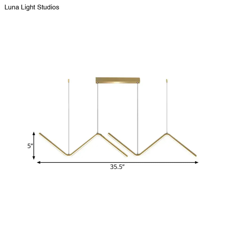 Modern zigzag black & gold metal hanging lamp for dining room