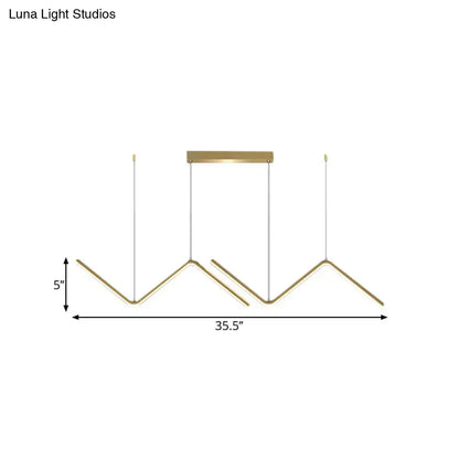 Modern zigzag black & gold metal hanging lamp for dining room