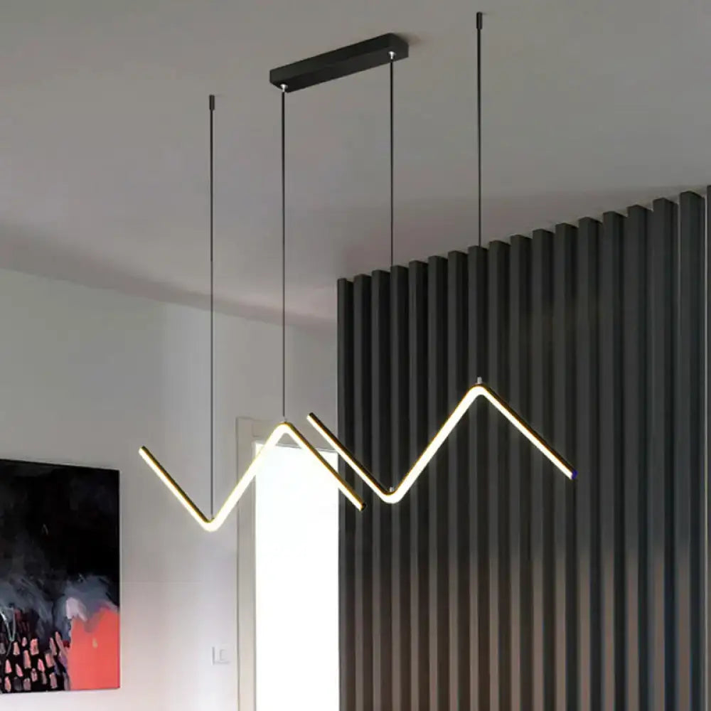 Modern zigzag black & gold metal hanging lamp for dining room