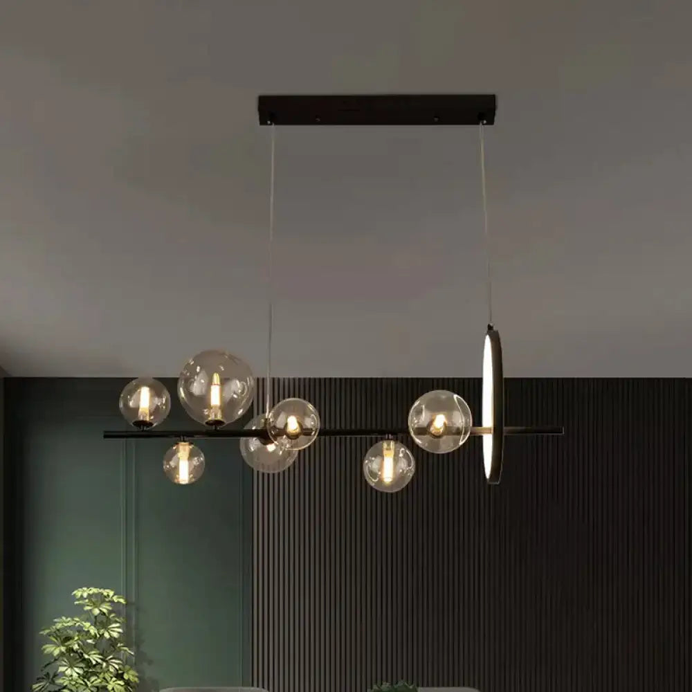 Modernist black 7-bulb glass island light dining room hanging pendant