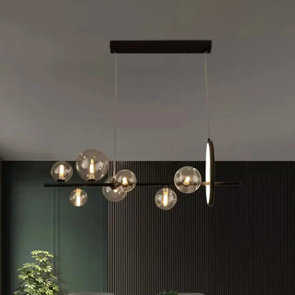 Modernist black 7-bulb glass island light dining room hanging pendant