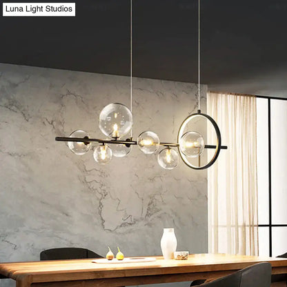 Modernist black 7-bulb glass island light dining room hanging pendant