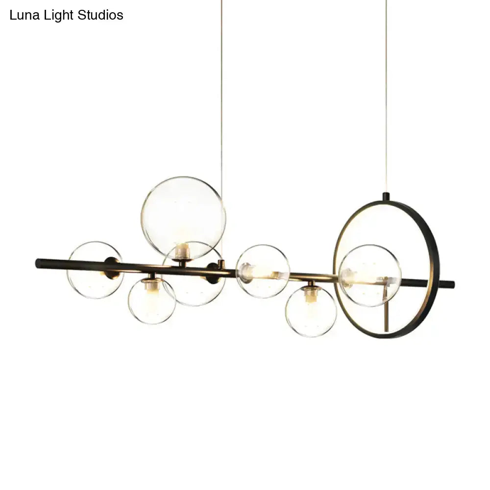 Modernist black 7-bulb glass island light dining room hanging pendant