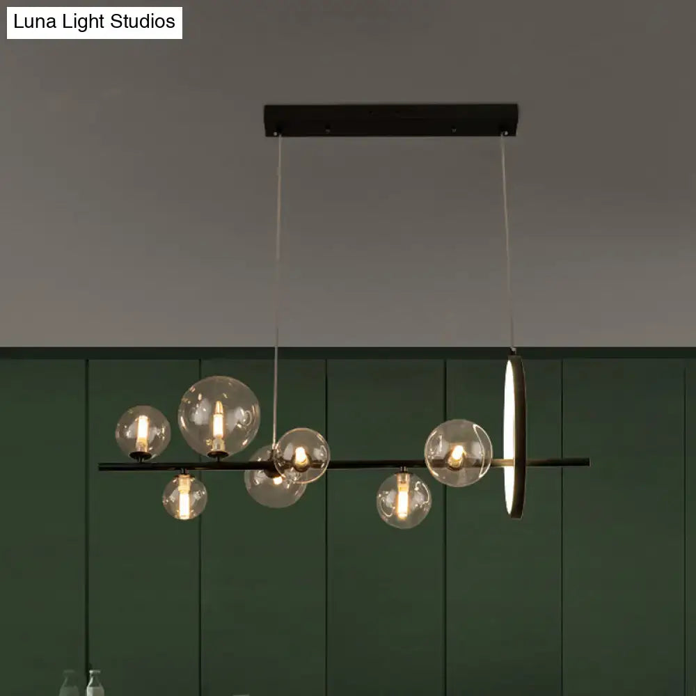 Modernist black 7-bulb glass island light dining room hanging pendant