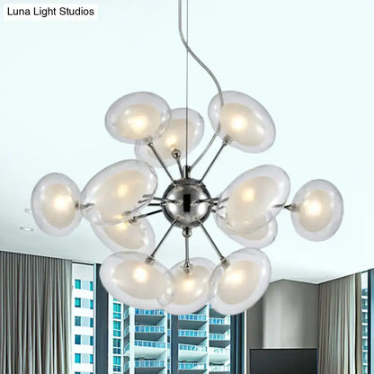 Modern chrome dual oblate glass chandelier living room light