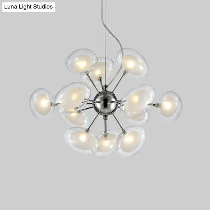 Modern chrome dual oblate glass chandelier living room light