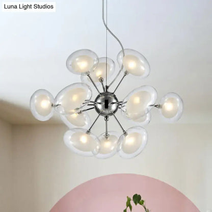 Modern chrome dual oblate glass chandelier living room light