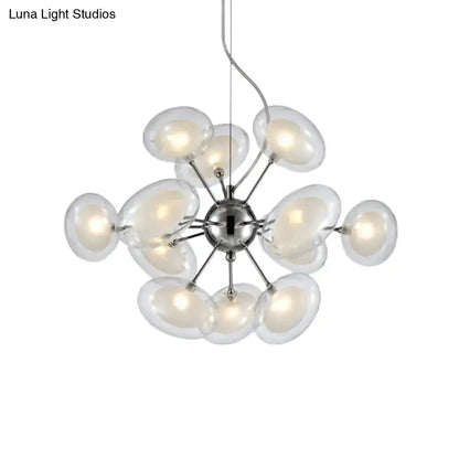 Modern chrome dual oblate glass chandelier living room light