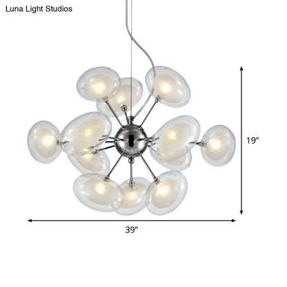 Modern chrome dual oblate glass chandelier living room light