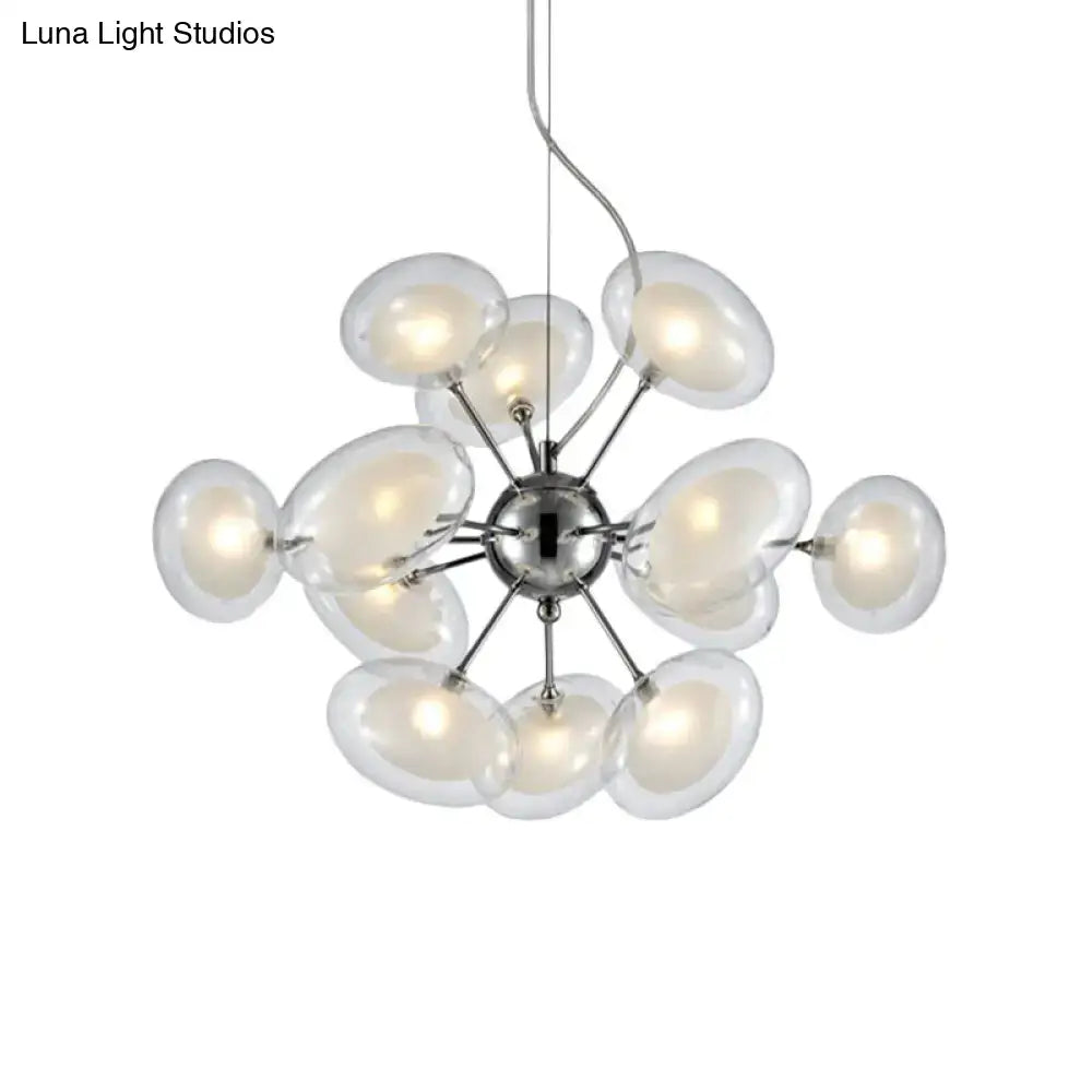 Modern chrome dual oblate glass chandelier living room light