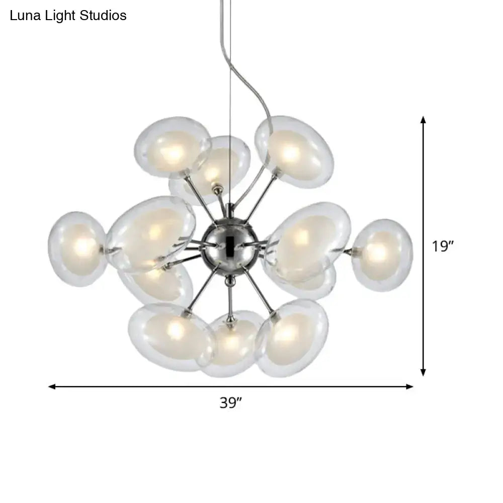 Modern chrome dual oblate glass chandelier living room light