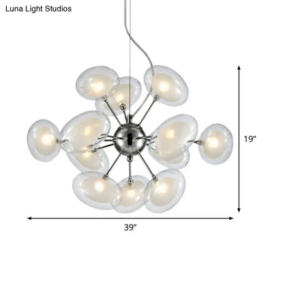 Modern chrome dual oblate glass chandelier living room light