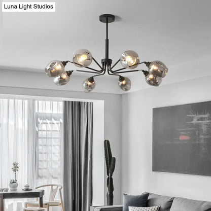 Modernist smoke grey cup shape chandelier living room pendant light