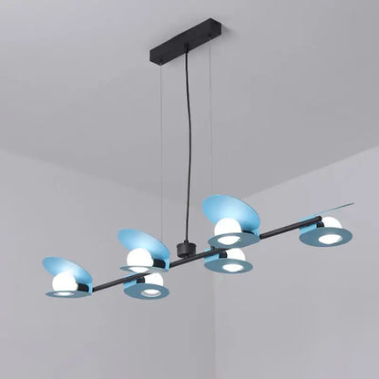 Modernist blue & black island ceiling light for dining room