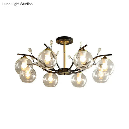 Modernist black & gold cream clear glass ceiling light dining room