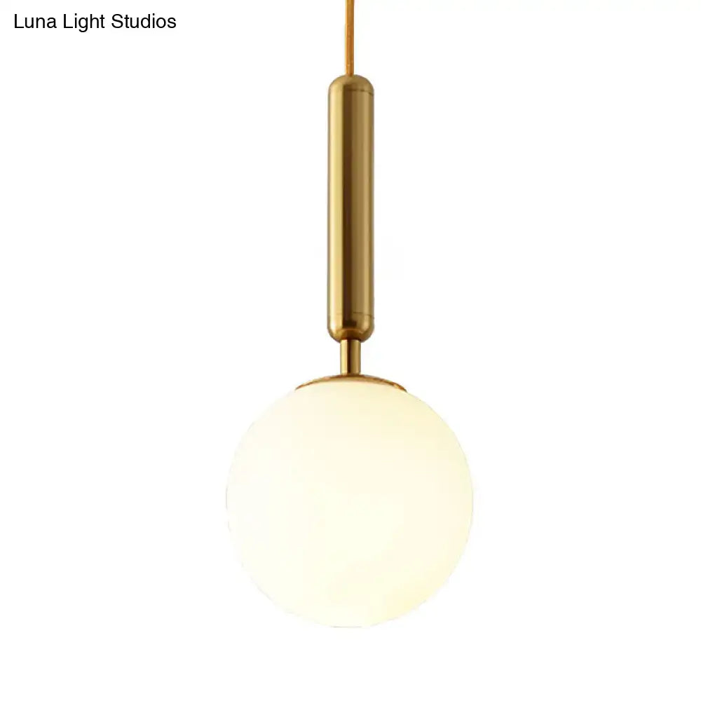 Modernist black & gold white glass pendant light kitchen globe lamp