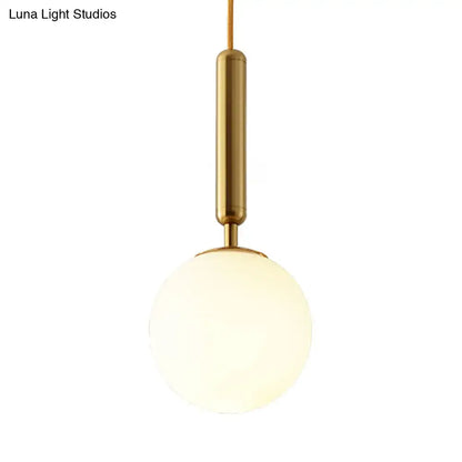 Modernist black & gold white glass pendant light kitchen globe lamp