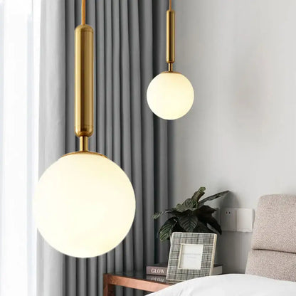 Modernist black & gold white glass pendant light kitchen globe lamp