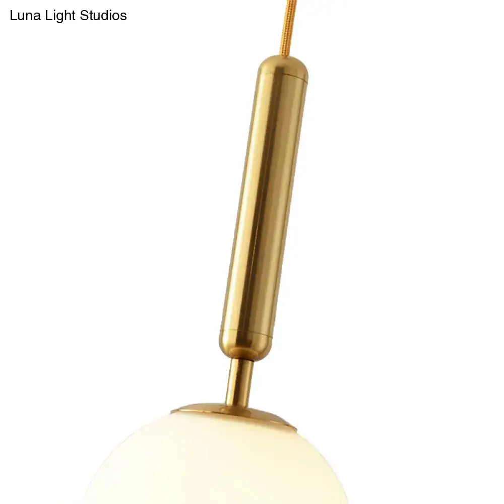 Modernist black & gold white glass pendant light kitchen globe lamp