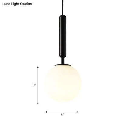Modernist black & gold white glass pendant light kitchen globe lamp