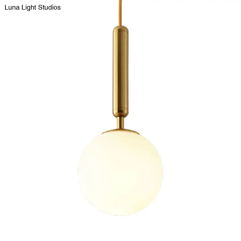 Modernist black & gold white glass pendant light kitchen globe lamp