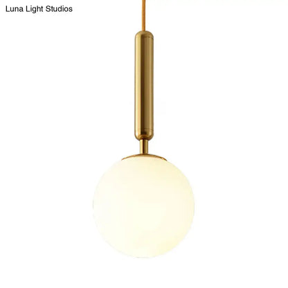 Modernist black & gold white glass pendant light kitchen globe lamp