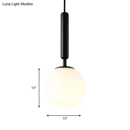 Modernist black & gold white glass pendant light kitchen globe lamp