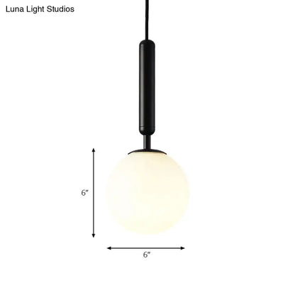 Modernist black & gold white glass pendant light kitchen globe lamp