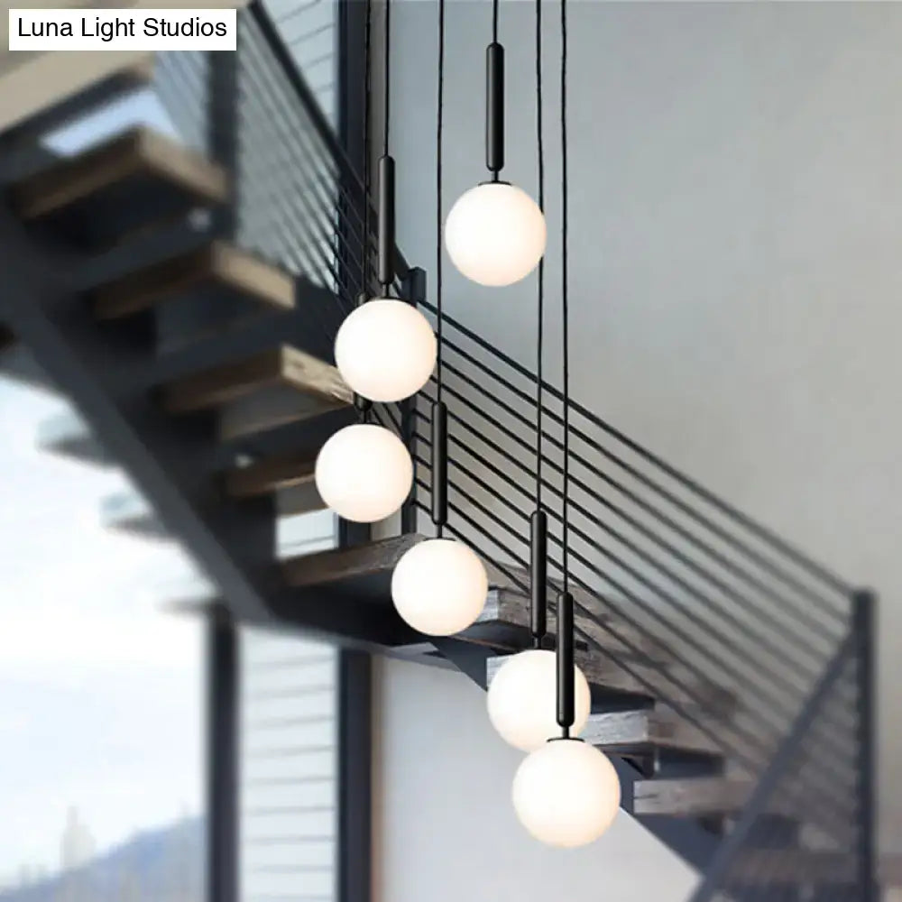 Modernist black & gold white glass pendant light kitchen globe lamp