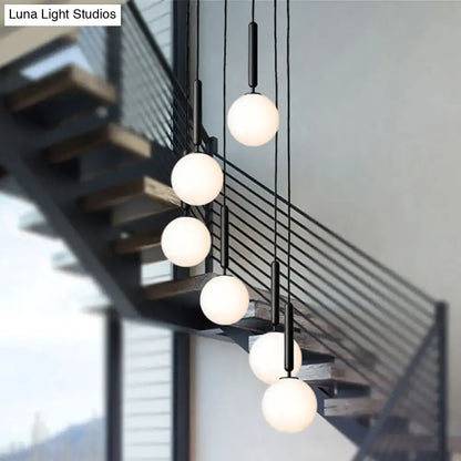 Modernist black & gold white glass pendant light kitchen globe lamp
