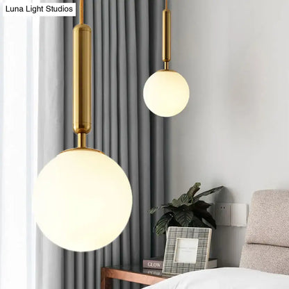 Modernist black & gold white glass pendant light kitchen globe lamp