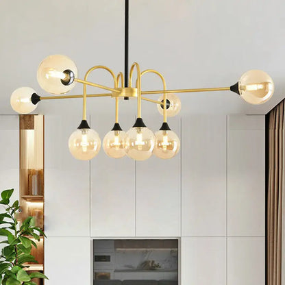 Modern gold and black clear glass chandelier dining room light