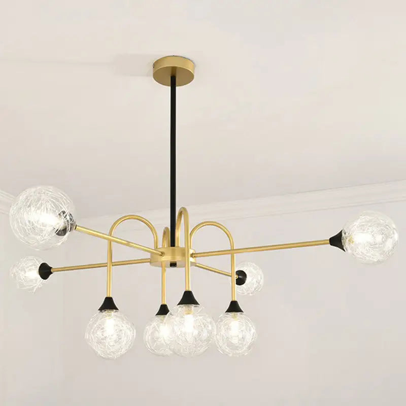 Modern gold and black clear glass chandelier dining room light