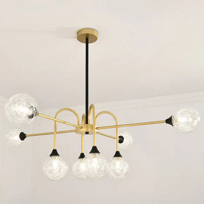 Modern gold and black clear glass chandelier dining room light