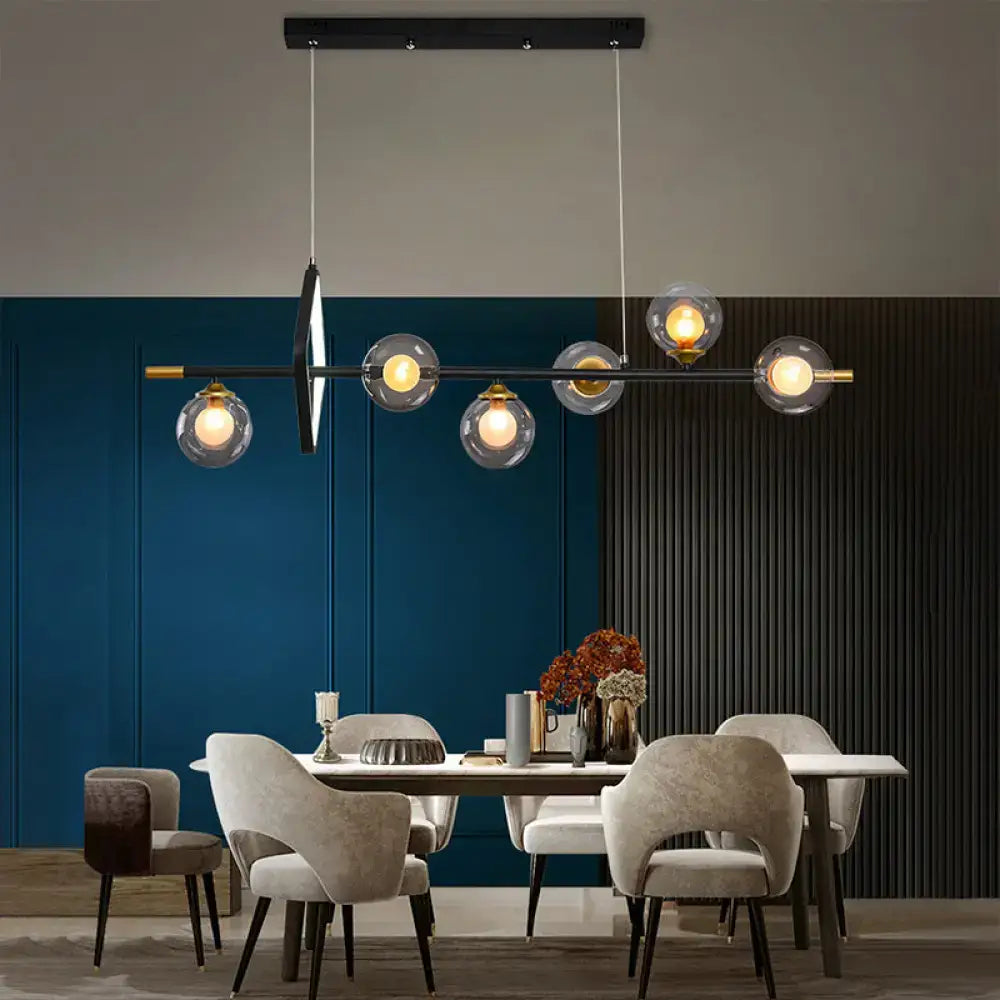 Modern black & brass molecular dining room island pendant light