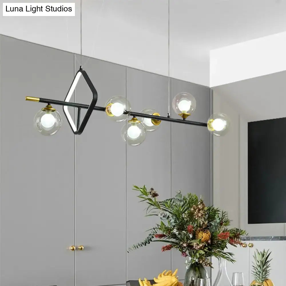Modern black & brass molecular dining room island pendant light