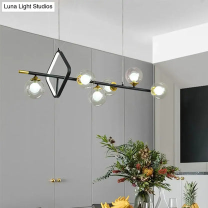 Modern black & brass molecular dining room island pendant light