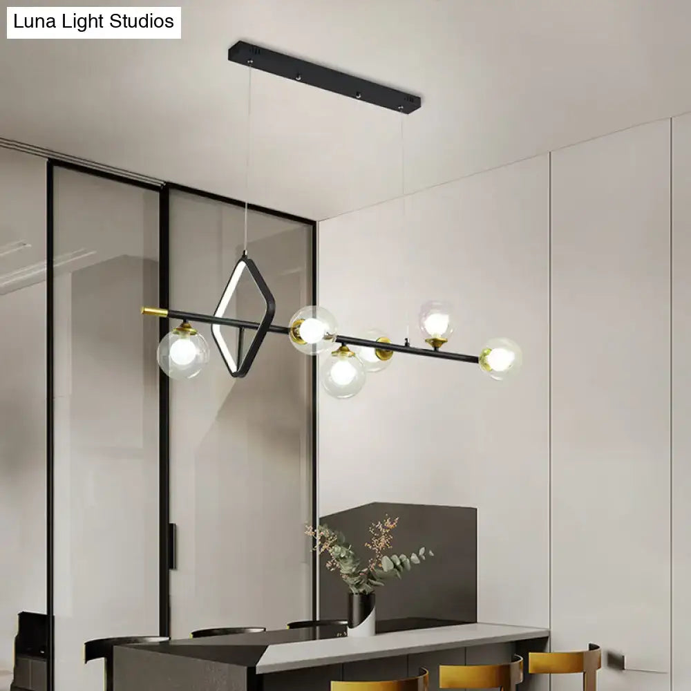 Modern black & brass molecular dining room island pendant light