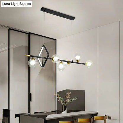 Modern black & brass molecular dining room island pendant light