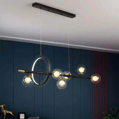 Modern black & brass molecular dining room island pendant light