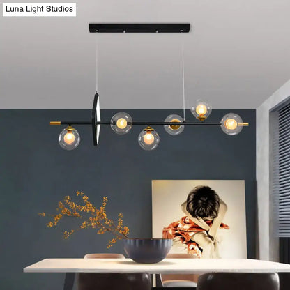 Modern black & brass molecular dining room island pendant light