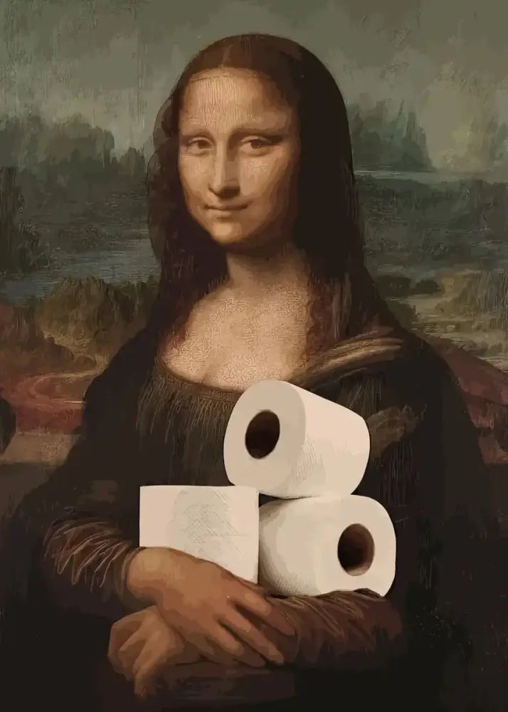 Mona lisa bathroom wall art funny toilet paper decor