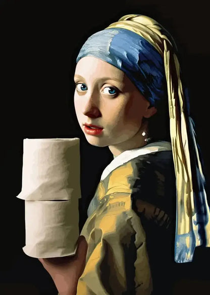 Mona lisa bathroom wall art funny toilet paper decor