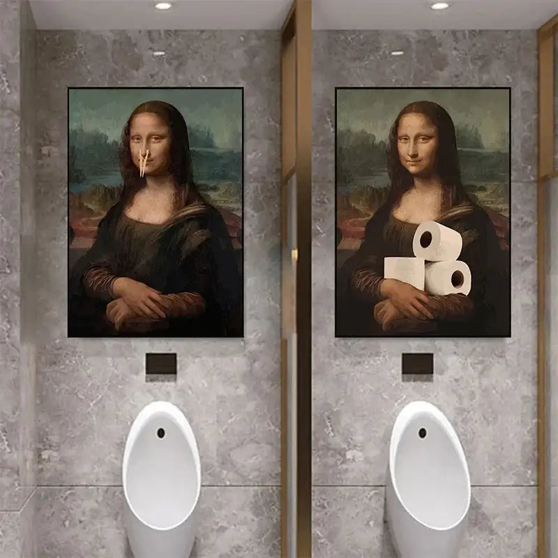 Mona lisa bathroom wall art funny toilet paper decor