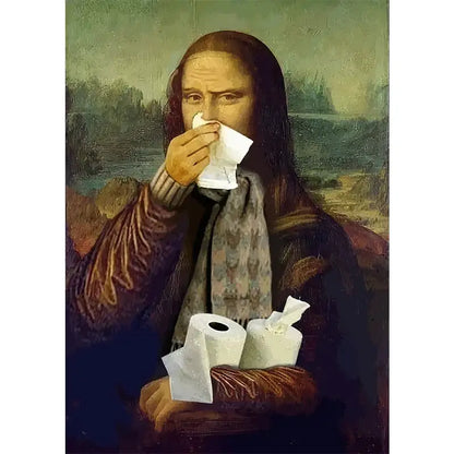 Mona lisa bathroom wall art funny toilet paper decor