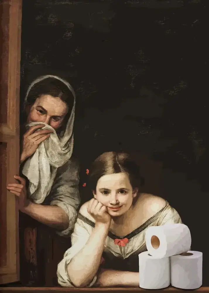 Mona lisa bathroom wall art funny toilet paper decor