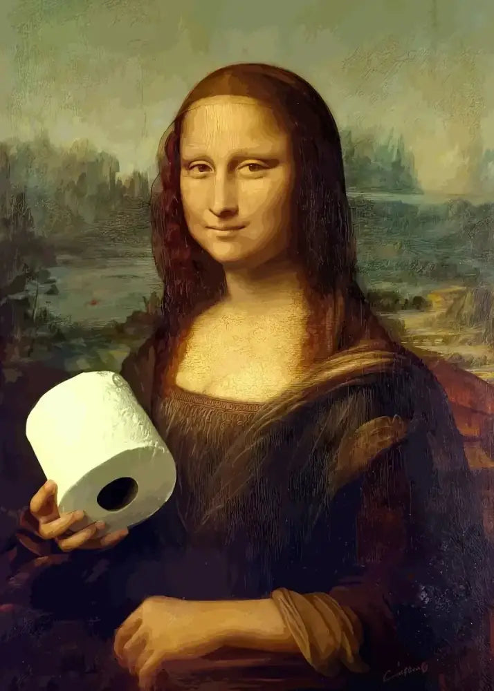 Mona lisa bathroom wall art funny toilet paper decor