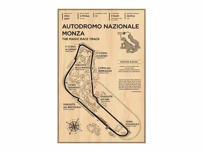 Beige wooden monaco grand prix race track map living room wall art