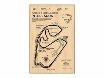 Beige wooden monaco grand prix race track map living room wall art